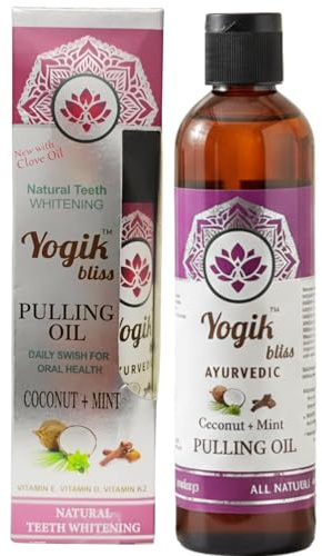 Yogik Bliss Coconut & Mint Oil Pulling Oil for Oral Care, 8 Fl Oz | with Peppermint, Clove & Tea Tree Oils | Fluoride Free, Alcohol Free | Daily Swish Oral Hygiene Oil