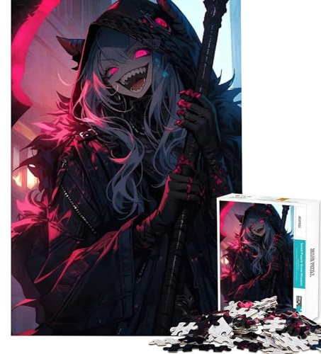 Puzzle per adulti da 1000 pezzi con ragazza anime dark e falce Gioco per famiglie giocattolo avvincente per coltivare la pazienza donne uomini e famiglie (dimensioni 75x50cm)