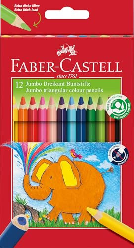 FABER-CASTELL 116501 - Jumbo Buntstifte dreikant, 5.4 mm, 12er Karton