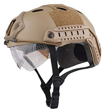 WISEONUS Casque Tactique Airsoft Paintball Rapide d'équipement de Protection PJ Type de Casque avec Lunettes