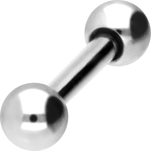 PIERCINGLINE Barbell i kirurgiskt stål | 2 kulor | piercing, stav, bröst, intim, öron, tunga | storlekar och färgval e 1 mm stavtjocklek | 5 mm stavlängd, colore: Silverfärger | 3 mm kulstorlek, cod. SLX400-SI-1-5-3