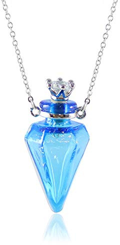 1PC Colorful Cone Bottle Aroma Essential Oil Diffuser Pendant Necklace for Womens Perfume Vial Pendant Necklace Jewelry Unique Gift (Light Blue Cone)