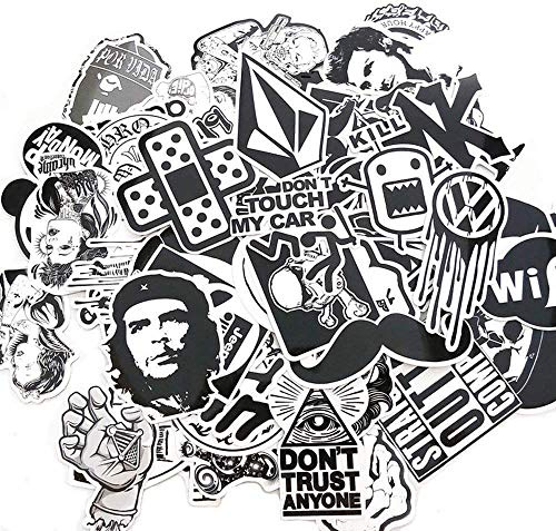 Kamndex 120 Stücke Sticker Schwarz Weiss, Aufkleber Graffiti Wasserdicht Vinyl Sticker Set für Auto, Fahrrad, Motorräder, Skateboard, Gepäck, Laptop (120 Stück schwarz und weiß)