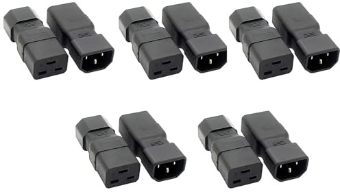 Dracaena IEC 320 C14 Stecker auf C19 Buchse Stromadapter, 15A 250V für Server-Rack PDU USV Rechenzentrum, Reinkupfer PVC Formteil, CE RoHS Zertifiziert (10er Pack)