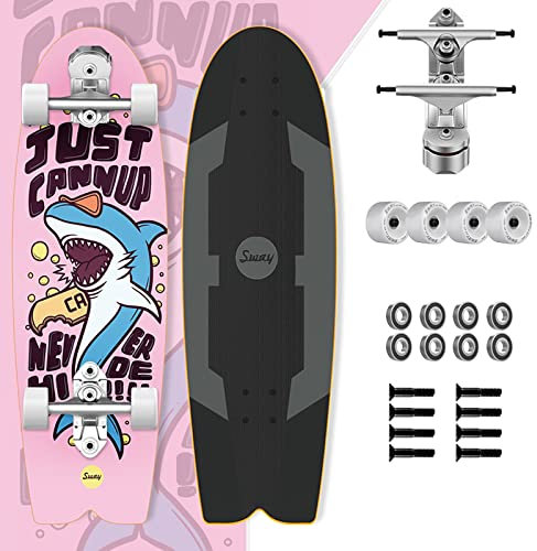 Surfskate Carving Skateboard 32in Ahornbrett Land Surfboard, Surf S5 Achsen, ABEC-11 Kugellager, 70×42mm Räder Hardness 80A, 50cm Radstand, mit footwell Board, Glatt Pumping Brush The Street (A)