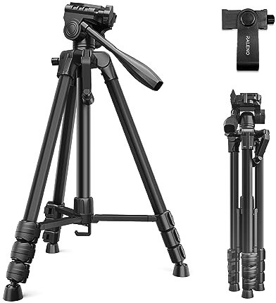 RALENO Stabile Stativ für Kamera, 152cm Langlebiges & Leichtes Stativ mit Tasche für Professionelle Fotografen, Fotografie-Videostativ mit Handyhalter für iPhone, Modell: TP-40