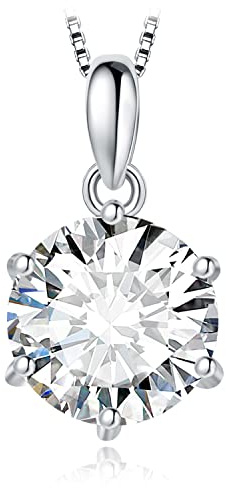 JewelryPalace Rundslipat 3ct Zirkonia Solitärkedjehänge, Smyckesset Med Simulerade Diamanter, Halsband För Damer Silver 925 Halsband För Damer Med Sten, Smycken För Flickor 45cm