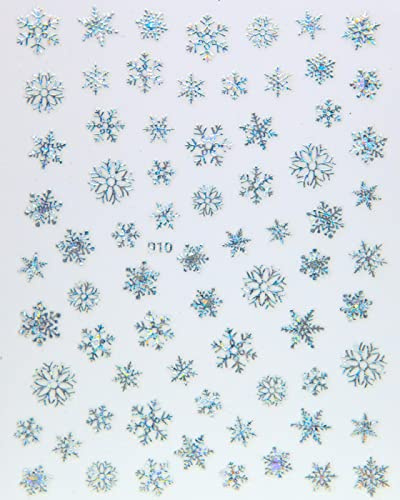 Nagelsticker Selbstklebend Nagel-Kunst-Abziehbild-Winter-Weihnachten 3D Weiße Schneeflocken-Rückseiten-Kleber-Nagel-Aufkleber,Jo910 Silber