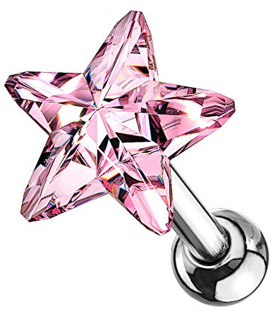Taffstyle Tragus Knorpel Piercing Kristall Stern Stecker Stud