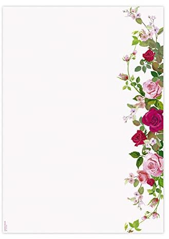 Designpapier Rosenranke DP1840 – 25 Blatt Briefpapier – Hochwertiges Motivpapier Geburtstag, Einladung, Brief, Jubiläum, Liebesbrief, Rose – Laser- & Inkjetdrucker geeignet – Druckerpapier A4 90g/m²
