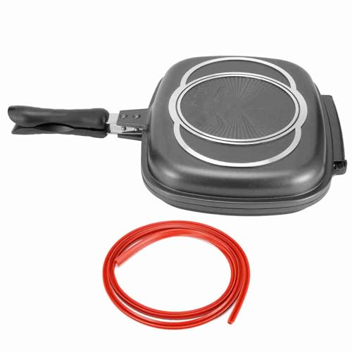 Poêle à Griller Double Face, Poêle à Frire Portable pour Barbecue, 12,6 X 10,2 X 2,6 (noir)
