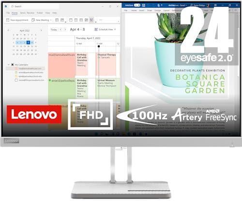 Lenovo L24e-40 - Monitor 23.8 FullHD (VA, 100 Hz, 4 ms, HDMI, VGA, FreeSync, Soporte para teléfono) Ajuste de inclinación - Gris