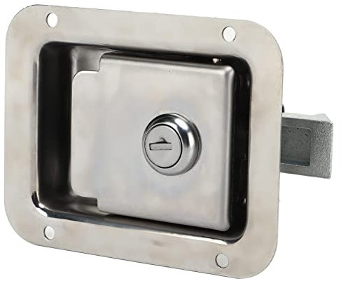 Sostituzione serratura con chiave per cassetta degli attrezzi 4,72 x 3,62 pollici, chiusura a leva in acciaio inossidabile con 2 chiavi, per porta di rimorchio, camper e cassetta degli attrezzi