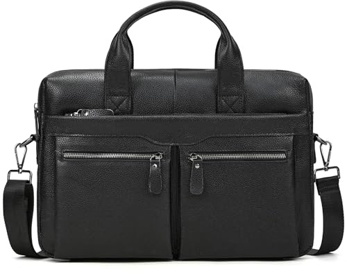 LUUFAN Herren 15,6 Zoll Messenger Aktentasche Große Kapazität Vollnarbenleder Laptoptasche Business Büro Schulterhandtasche