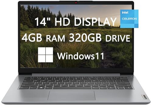 Lenovo Ideapad 1 14 HD Laptop for College Student & Business, Intel Celeron Processor N4020, 4GB RAM, 320GB(64GB SSD+256GB Card), Bluetooth, USB-C, Fast Charge, Webcam, Windows 11, LIONEYE Bundle