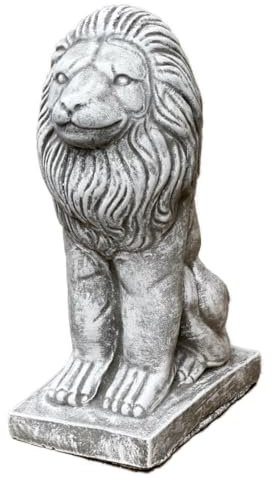 stoneandstyle Steinfigur Löwe Löwenstatue sitzend, frostfest, massiver Steinguss