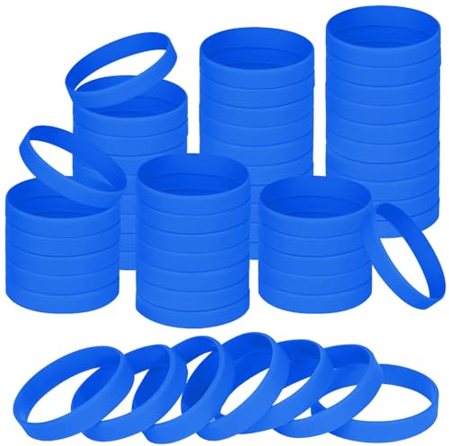NAHRMY 120 pezzi Braccialetti Elastici in Silicone per Adolescente Bambini, 7'' Blu Braccialetto Polsini In Gomma Silicone per Sportive Scuola Commerciali Fornitura