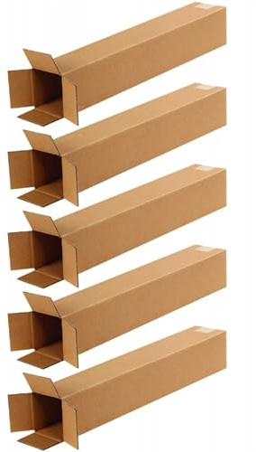 EraGreen Premium Versandhülse eckig 5 Stück - Karton 100 x 100 x 600mm Versandkarton DHL, DPD, GLS Faltkarton 1-Wellig FEFCO201 B-Welle
