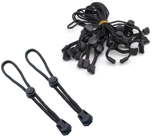 KLEHOPE Verschlussclips für Beutel, 20 Stück Klipser für Tüten, Gefrierbeutel Clips mit Schnur, Schwarzer Verstellbarer Verschluss, für Verschließen Einkaufstüten, Befestigung Angelruten