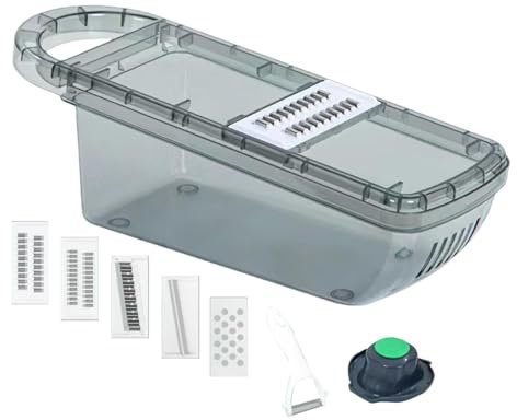 Grattugia per verdure manuale grattugia per carote portatile - trituratore portatile per verdure | Affettatrice di patate con contenitore per verdure, cipolle, verdure, carote