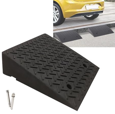 Bordsteinrampe aus Gummi 13 cm Hoch, rutschfeste Schwellenrampe, Auffahrrampe, Autorampe, Tragbare Auffahrtsrampe, Geeignet für Autos, Motorräder, Fahrräder