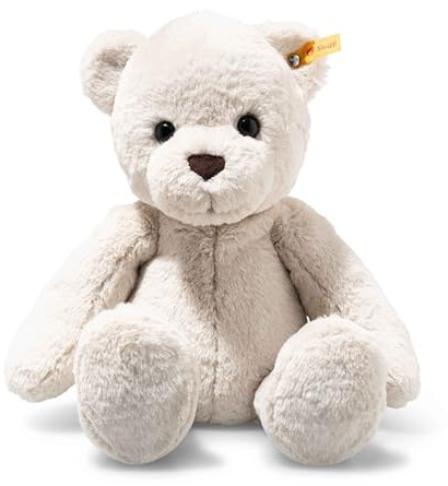 Steiff Teddybär Robby 42cm Creme, Teddy-Bär zum Kuscheln und Spielen für Kinder, aus kuschelweichem Plüsch, Stofftier-Teddy beweglich, waschmaschinenfest, Hellgrau