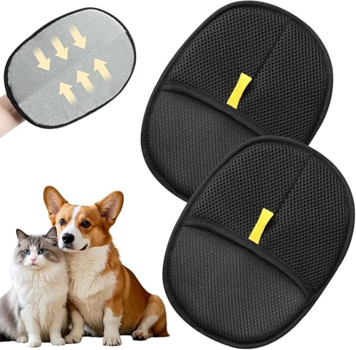 xinrongda 2 Stück Fellmagnet Handschuh Katzenhaare, Tierhaarentferner Bürste, Pet Hair Remover Glove, Double Sided Grooming Glove Für Hunde & Katzen