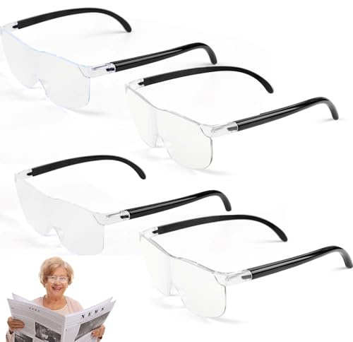 4 Stück Lupenbrille,Vergrößerungsbrille 150%,200%, 250%,300%,lupenbrille für brillenträger, Tragbare Lese Anti-Blaulicht Magnifying Glass für Naharbeit, Lesen, Nähen