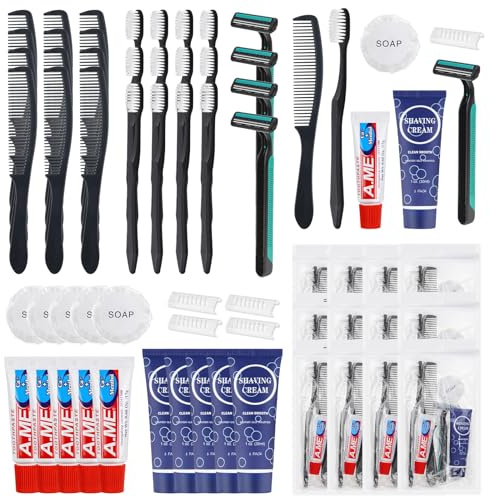 Kit de aseo desechable para el cuidado de la higiene, suministros a granel, artículos de tocador esenciales para hombre, juego personal para hotel, caridad, camping, viajes, invitados, refugio
