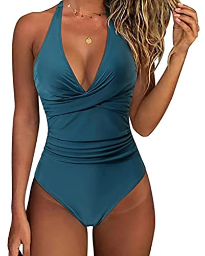 uxxnjfg 2025 Costume Intero Donna Contenitivo Vita Alta Costume Interi Eleganti Push Up Mare Monokini Brasiliana Sexy con Scollo a V Swimwear