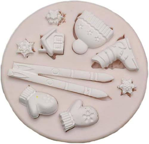 Haione Weihnachten Skifahren Silikon Fondant Form Schokolade Kuchen Dekoration Backwerkzeuge für DIY Keks Eiswürfel Schokolade Zucker Handwerk Süßigkeiten Seife