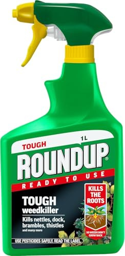 Roundup Tough Ready to Use Weedkiller 1L | Fast Action Root Killer for Brambles Nettles Thistles & Dock Leaves | Visible Results in 24 Hours | Rainproof in 2 Hours | 1 Litre Trigger Spray