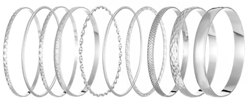 ​10 Stück Armreifen Silber Armreif Silber,Bangles Silver,Armreifen silber Damen,Armband Set Damen,Arm Jewelry for Women Wedding Party,Bangle Bracelet Bohemia,Vintage Adjustable Stackable Bracelets