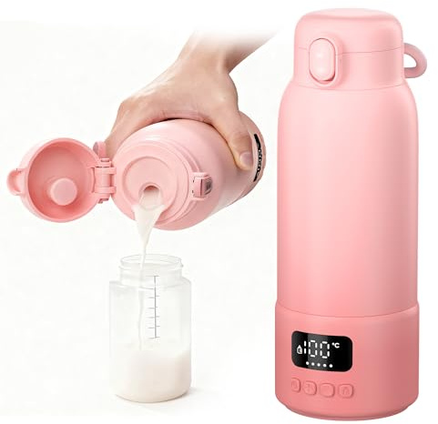 500ml Calienta Biberones Portatil para Viaje: Calentador Rápido de Leche Materna y Agua para Bebés, Calentamiento Aquecedor con Batería Contenedor Interior de 316L Acero Inoxidable