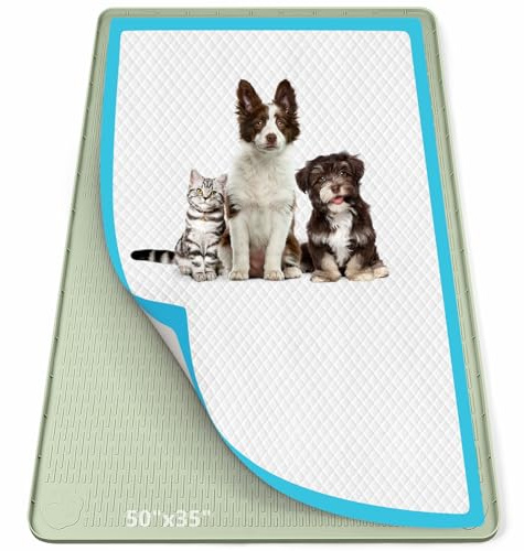 Bartuke 127x89cm Silikon-Urinauffangmatte Hund,groß Welpentoilette,Grün | Hundetoilette Wohnung gross,Hundeklo Hundetrainingsmatten für zuhause,Silikonmatte mit Rand xxl,Wasserdicht, Abwischbar