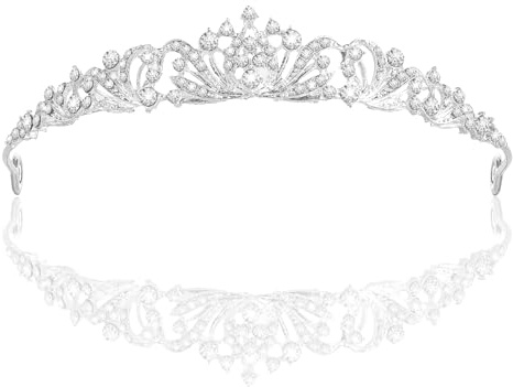 1 Stück Diadem Silber, Diadem Hochzeit Silberne Prinzessin, Elegante Krone für Braut, Geburtstag & Kostümpartys, Hochwertiges Haaraccessoire für Damen