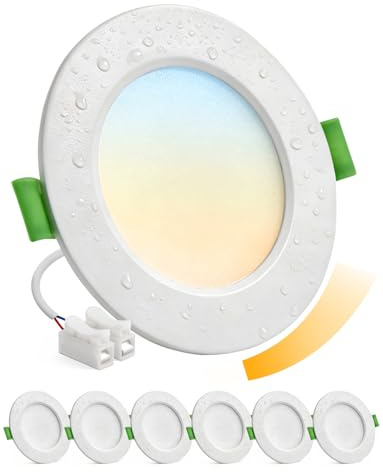 Bojim Plafon Downlight LED Interior Empotrable Techo Regulable 5W para Cocina Corte 68mm - 80mm, 220V 230V IP44 Ojos de Buey Luz Cálida Neutra Fría para Baño Ducha Salon, 6 Pack