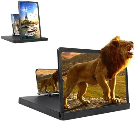 Big Screen Phone Magnifier,HD Screen Expander,Foldable Phone Stand with Screen Amplifier,Compatible with All Smartphones,Portable 3D Magnifying Screen for Elderly (10in)