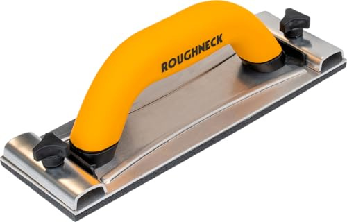 Roughneck Heavy Duty Hand Sander – Reinforced Tempered Aluminium Frame, Screw Clamp Sheet Retention, Soft Grip Handle, Professional Drywall, Plaster & Wood Sanding Tool