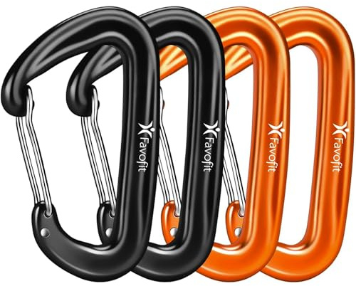12KN Heavy Duty Carabiner Clips - Favofit 3.2'' Small Carbineers for Hiking Camping Hammocks Keys Keychains Dog Leashes - Ideal for Outdoor Enthusiasts