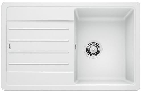 BLANCO LEGRA 45 S – Fregadero Rectangular de Granito para Armarios Bajos de 45 cm de Ancho – De SILGRANIT – Blanco – 522203 | [78 x 50 x 20,2 cm] | para armarios inferiores de 45 cm de ancho | superficie fácil de limpiar | lavabo grande | reversible