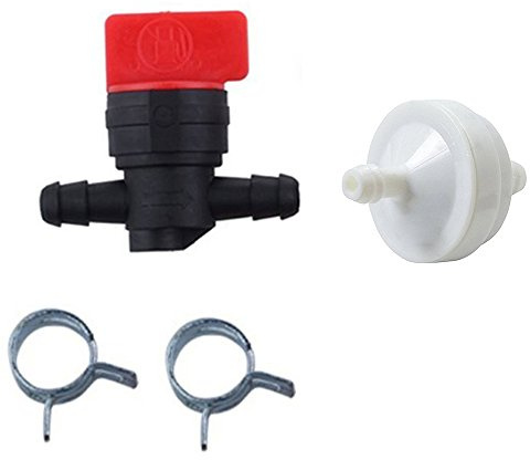 Carkio 394358 394358S 5098H 5098K Filtre à carburant avec valve d'arrêt de carburant 1/4 493960 494768 698183 Compatible with tondeuse à gazon Briggs & Stratton
