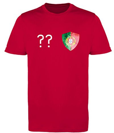 Comedy Shirts - Portugal Trikot - Wappen: Klein - Wunsch - Herren Trikot - Rot/Weiss Gr. XXL