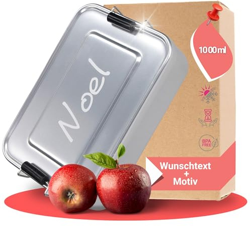 Personalisierte Brotdose 1000 ml Aluminium - Geschenkidee für Klein & Groß | Brotzeitbox, Jausenbox, mit Motiv, Frühstücksbox für Schule, Schulverpflegung, personalisierte Geschenkidee, robust