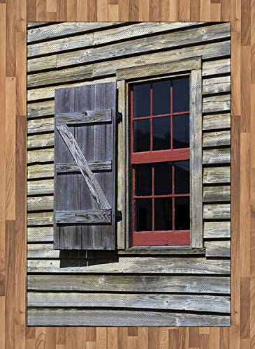 ABAKUHAUS Land Teppich, Village Cottage Fensterladen, Deko-Teppich Digitaldruck, Färben mit langfristigen Halt, 120 x 180 cm, Braun Rot
