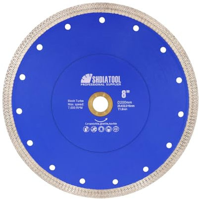 SHDIATOOL Diamant-Trennscheibe Ø200mm, Diamantklinge mit X Felgensegment für Schneiden von Feinsteinzeug Porzellan Fliesen Granit Marmor Keramik