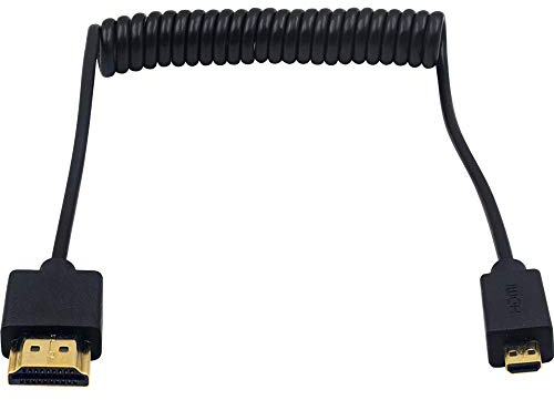 Duttek Micro HDMI auf HDMI Kabel, HDMI Stecker auf Micro HDMI Stecker Spiral kabel für 1080P, 4K, UltraHD, 3D, Ethernet und Audio Rückkanal (1,2m/4ft)