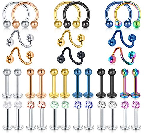 incaton 16G Labret Studs Tragus Helix Lip Bar Cartilagine Acciaio Chirurgico 8mm Fibbia Ferro di Cavallo Orecchio Piercing a Spirale