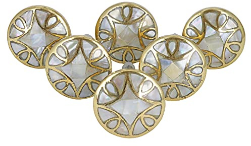 G Decor Keramik-Türknauf, Türgriff, Schrank Griff, Perlmutt, Gold, Messing, Diamant-Design, Vintage, Shabby Chic, Innenmöbel, Schublade, Ziehgriffe (6er-Pack)