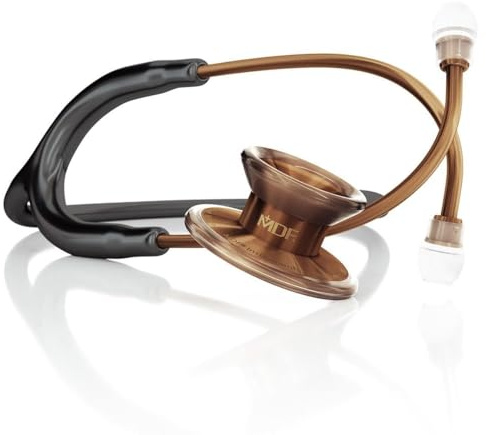 MDF Instruments MD One Epoch Lightweight Titanium stethoscope, Stéthoscope professionnel pour adultes, Pavillon Double, Tubulure noir, Lyre/pavillon Cyprium, MDF777TCP11